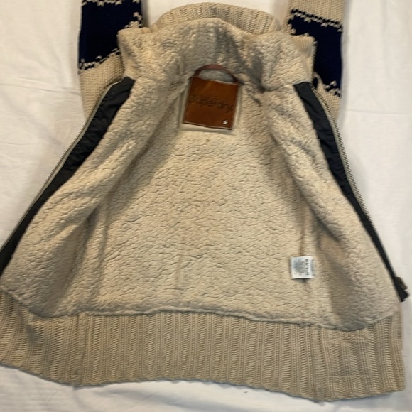 SUPERDRY Women’s Knitwear Wool Blend Chunky Sherpa Jacket Size Small - Picture 4 of 8